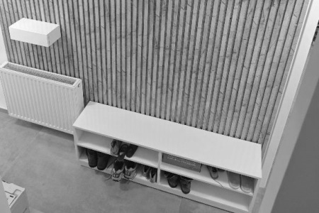 Individuelle Garderobe mit Akustikpaneelen